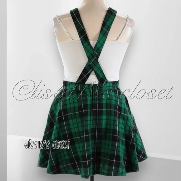 Hot Topic Harry Potter Slytherin Green Plaid Suspender Dress // Skirt Sz XL - Picture 8 of 16